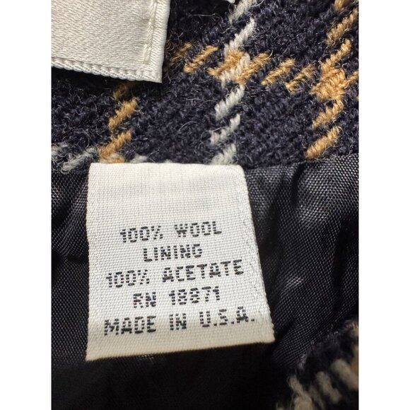 Vintage JH Collectibles 100% Wool Blazer Jacket Women’s 14 USA Button Plaid Navy - Picture 5 of 13